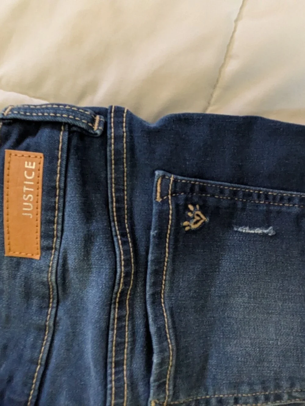 Justice Dark Blue Frayed Hem Denim Shorts with Pink Tag Size 16